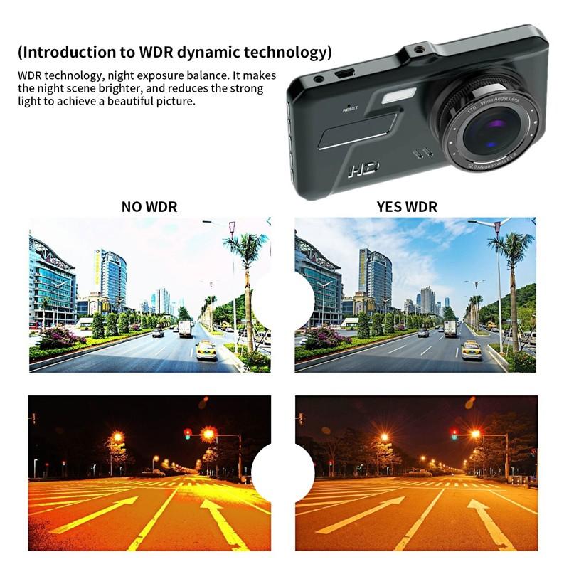 HD 1080P 4"Touch Screen IPS Dash Cam Front and Rear Camera CAR DVR Vehicle Black Box Night Vision Driver Video Recorder