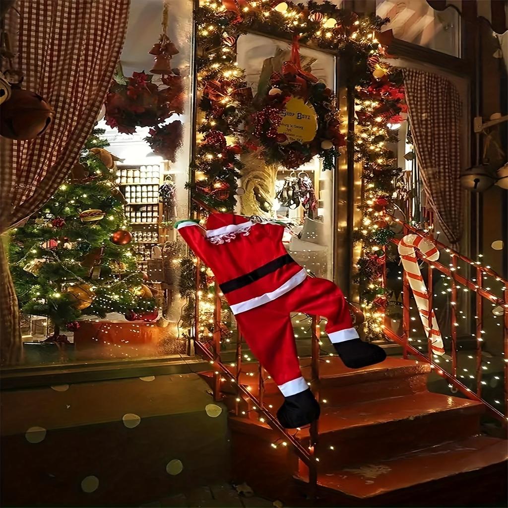 Lezoucí Santa Dekorace - Velký polyesterový Santa pro venkovní/vnitřní vánoční dekoraci. Není potřeba žádná elektřina. Ideální na Vánoce