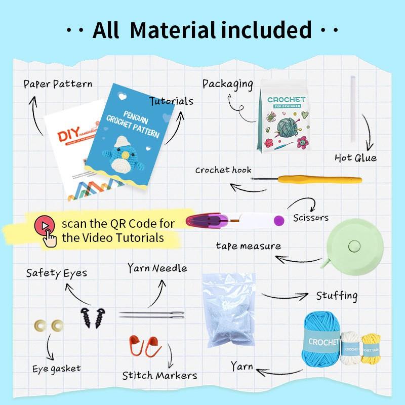 Crochet Kit Penguin Doll Set DIY Hand Knitting Yarn With English Instructions