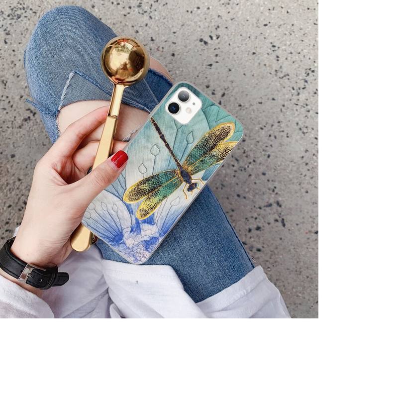YNDFCNB Dragonfly Custom Soft Phone Case for Iphone 13 X XS MAX 6 6s 7 7plus 8 8Plus 5 5S SE 2020 XR 11 11pro Max