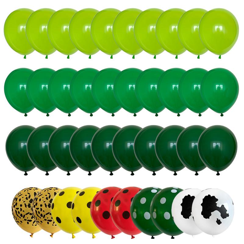 40pcs Green Balloons Set Metallic Confetti Balloon Jungle Safari Animal Birthday Party Decorations Kids Boy Baby Shower