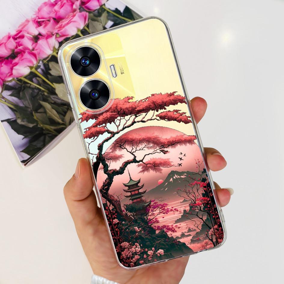 For Realme C55 Case RMX3710 Transparent Cover Fashion Patterns Soft Silicone Phone Cases For Realme C55 4G C 55 RealmeC55 Fundas