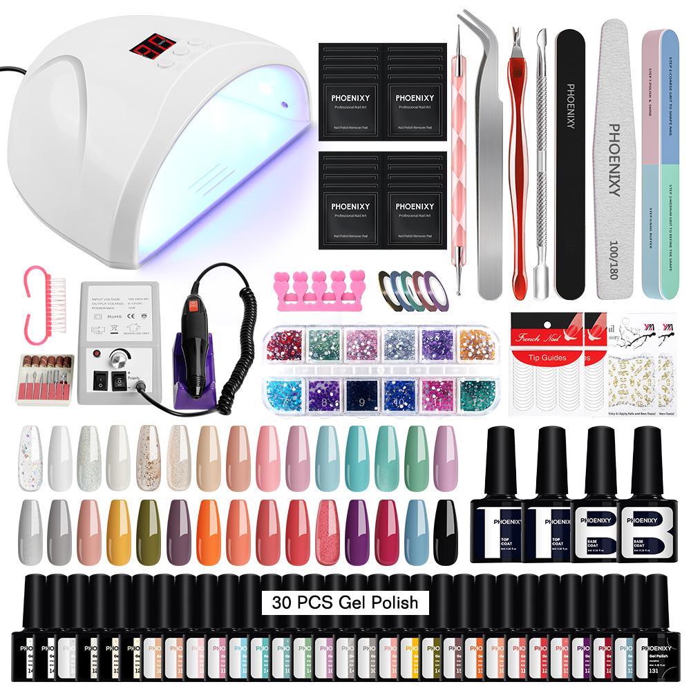 PHOENIXY 8ML Gel Nail Polish Nail Dryer 36W UV LED Lamp Nail Drill Machine Soak Off Gel Varnish Manicure Set and DIY Nail Art Decoration Tools