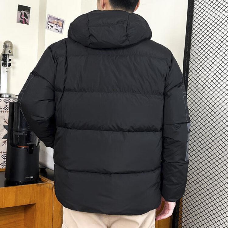 Puma Pánské ležérní péřové bundy s potiskem písmen, s kapucí a dlouhým rukávem, Černá 678720-01