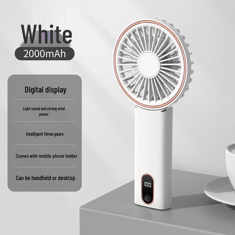 Mini Portable USB Rechargeable Fan with Digital Display CN plug (adapter included)