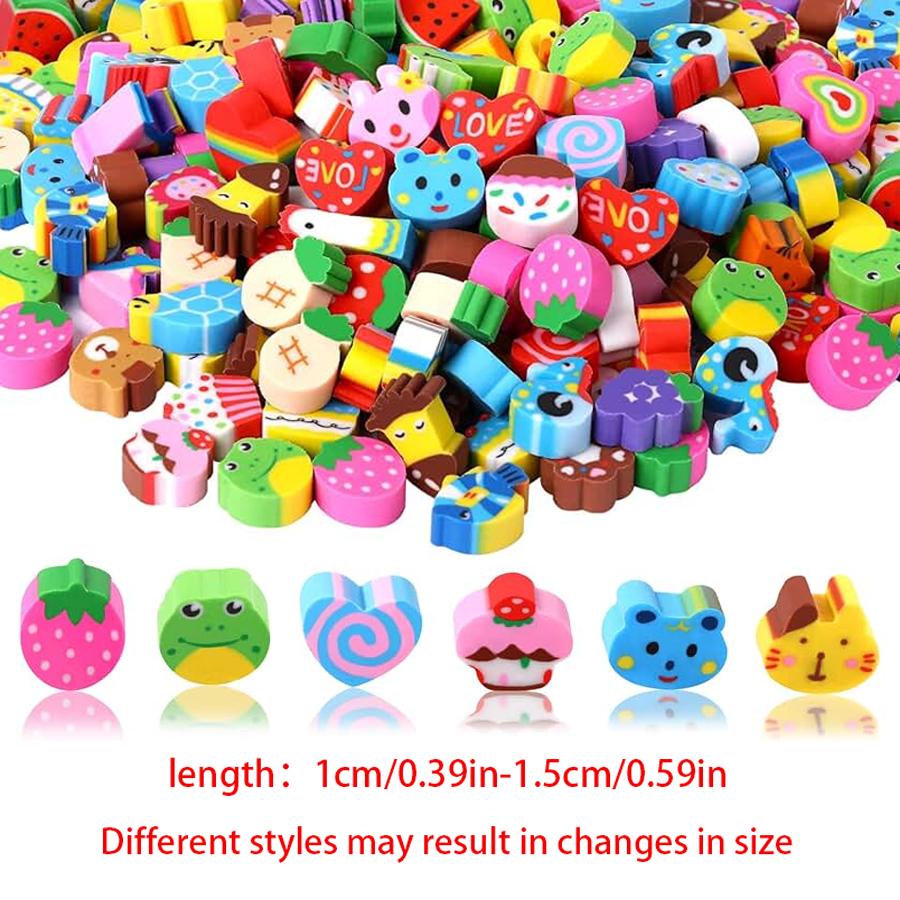 50/100/400pcs Mini Rubbers Cartoon Themed Eraser for Writing Drawing Correction Cute Vibrant Portable Office Study Supplies XJM