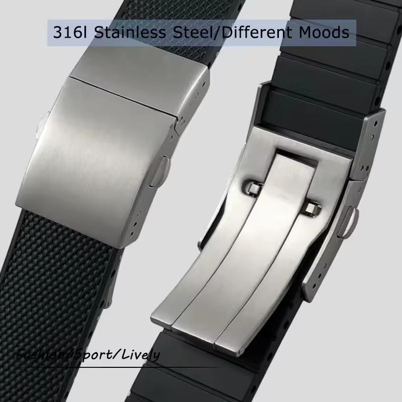 19mm Thickened 316L Stainless Steel Foding Buckle for Longines Rubbe Watchband Hydroconquest L3 Strap Foldover Butterfly Clasp