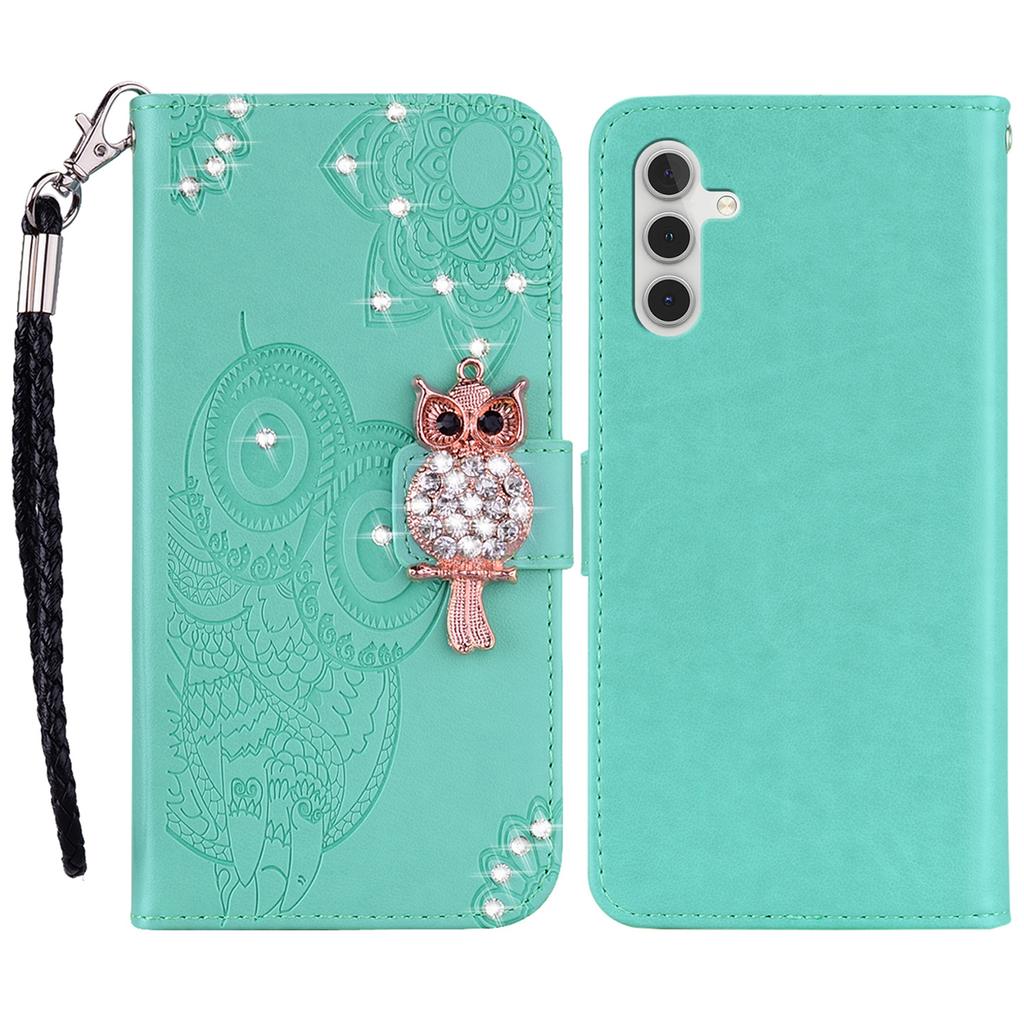 For Samsung Galaxy A35 5G Wallet Case Leather Phone Cover Owl Flower Imprinted