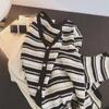 Outer Knitted Cardigan Jacket Women's Autumn New V-neck Striped Retro Long-sleeved Top Cardigan