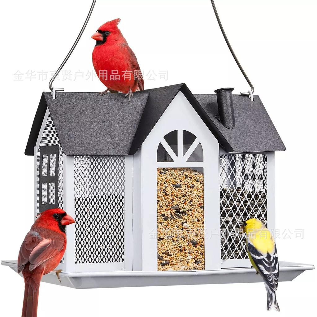 New Bird Feeder Metal House Courtyard Hummingbird Squirrel Feeder Outdoor Hanging Decoration Modern and Simple