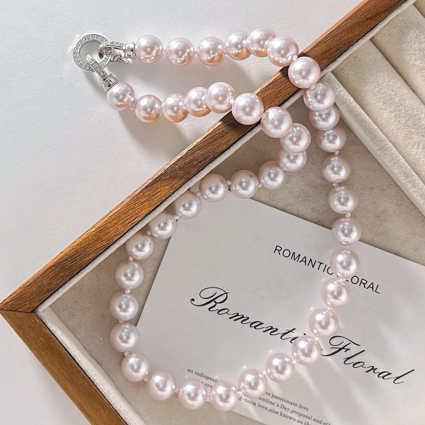 

High Quality 8Mm Retro Premium Dark Night Black Gray Mixed Color Artificial Crystal Pearl Necklace Collarbone