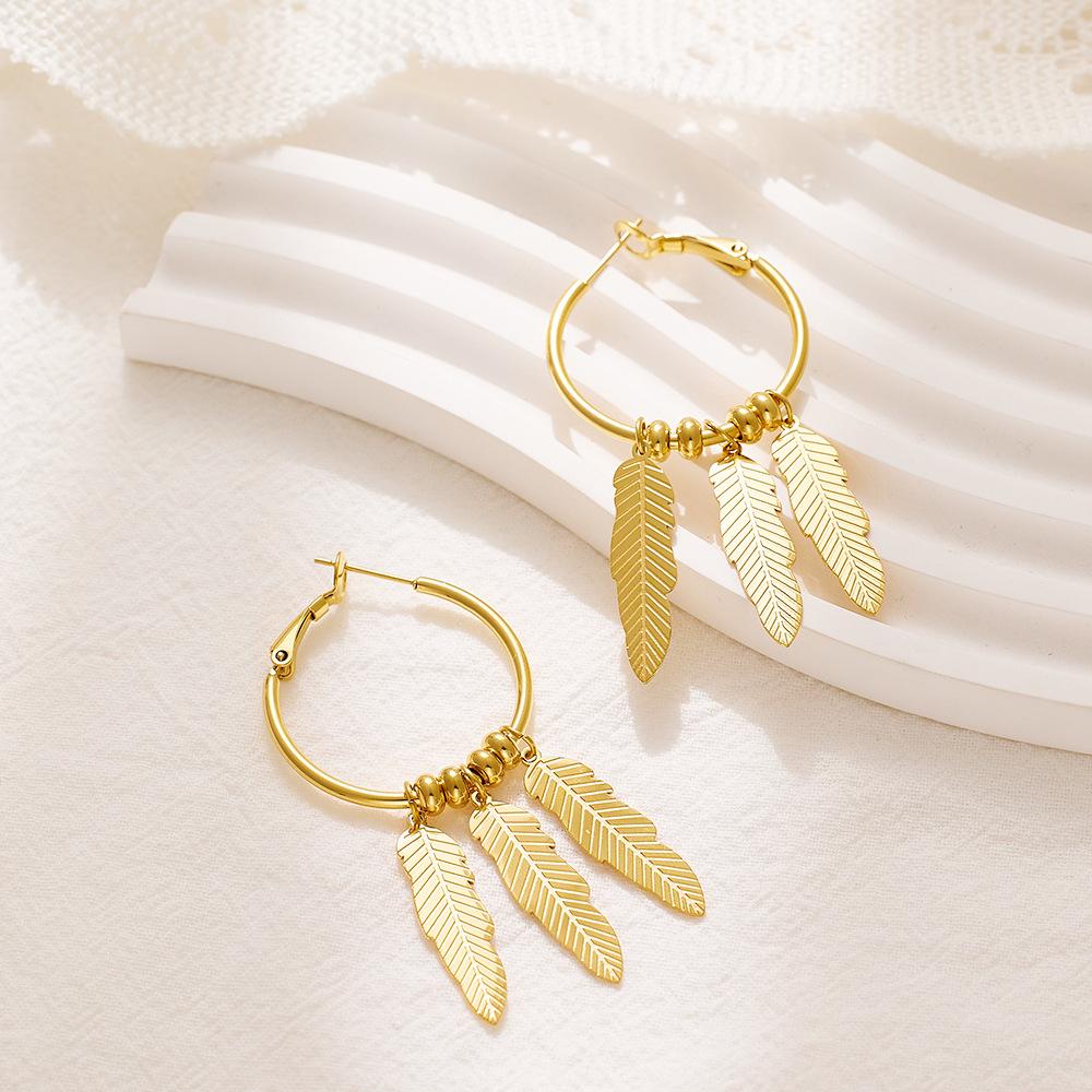 Cercei din oțel din titan, frunze de copac de modă exagerate europene și americane