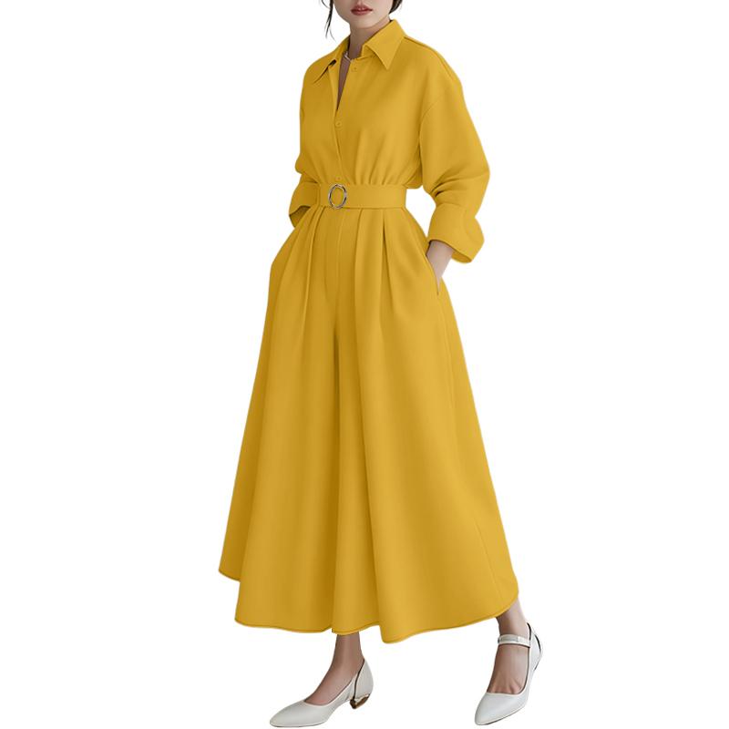 ZANZEA Women Turn Down Collar Loose Casual Long Sleeve Shirt Dress