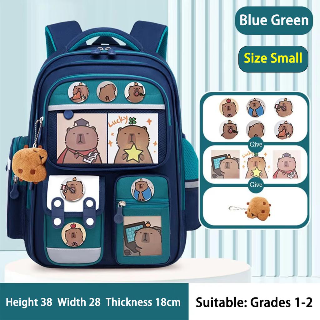 Capybara Water-Proof Backpack - Large Multi-Compartment with Lumbar Support Belt Cute Orthopedic School Bag for Teens Girls Boys