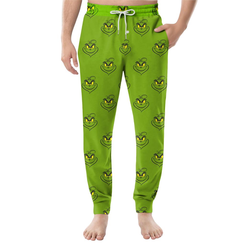 Pánské ležérní kalhoty se stahovací šňůrkou, kapsami a manžetami, domácí spací kalhoty