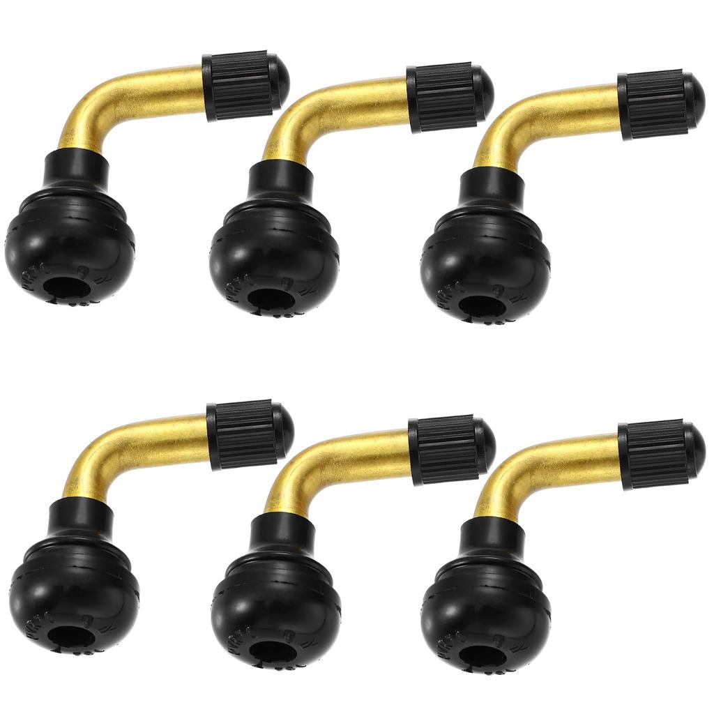 Tire Air Valve, L-Shaped, Black, Set of 6, Changed To Durable Valve Core, Spare