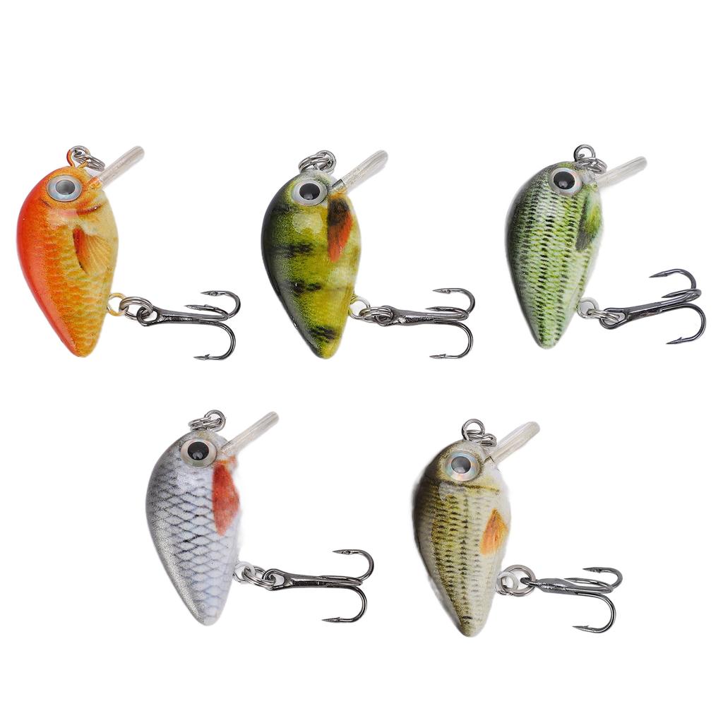 5 Pcs Mini Fishing Lures Crankbait Realistic Fishing Hard Baits Kit with Box for Sea Water and Fresh WaterType 3
