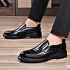 Slip on Business men's leather shoes Casual gentleman's daily comfortable style Work and office Black shoes New versatile
