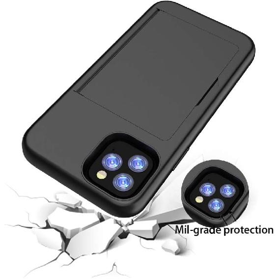for iPhone 11 Case with Card Holder, Credit Card Slot Protective Wallet Case- Black