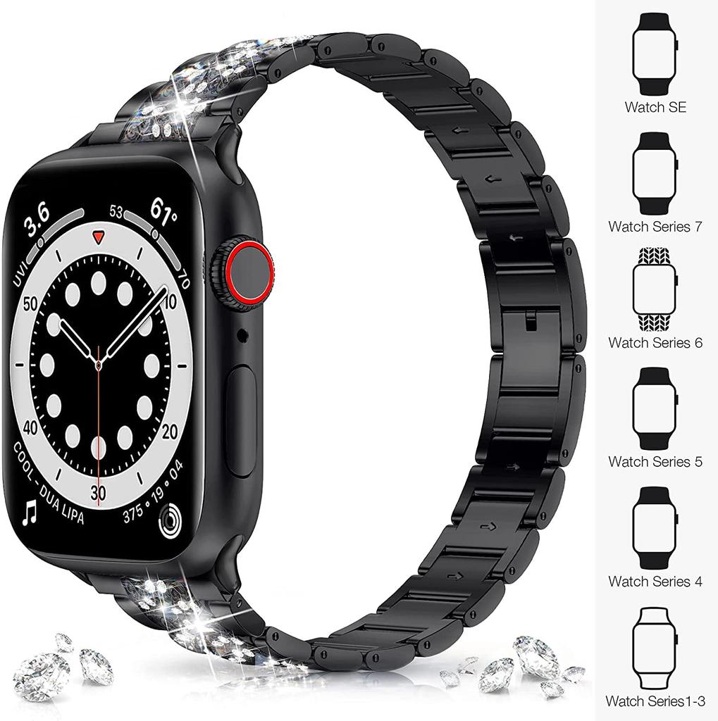 Glamour Diamond Apple Watch Band: Universal Fit for Women - Luxurious Metal Bracelet Replacement