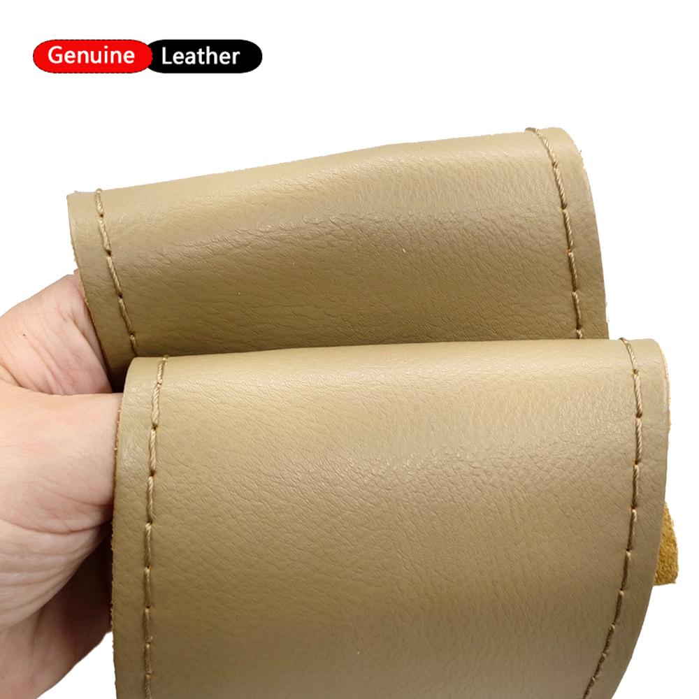 Luxury Genuine Leather Car Steering Wheel Cover Smooth Design -Steering Wheel Braid Case Universal Fit Auto SUV Diameter 38cm