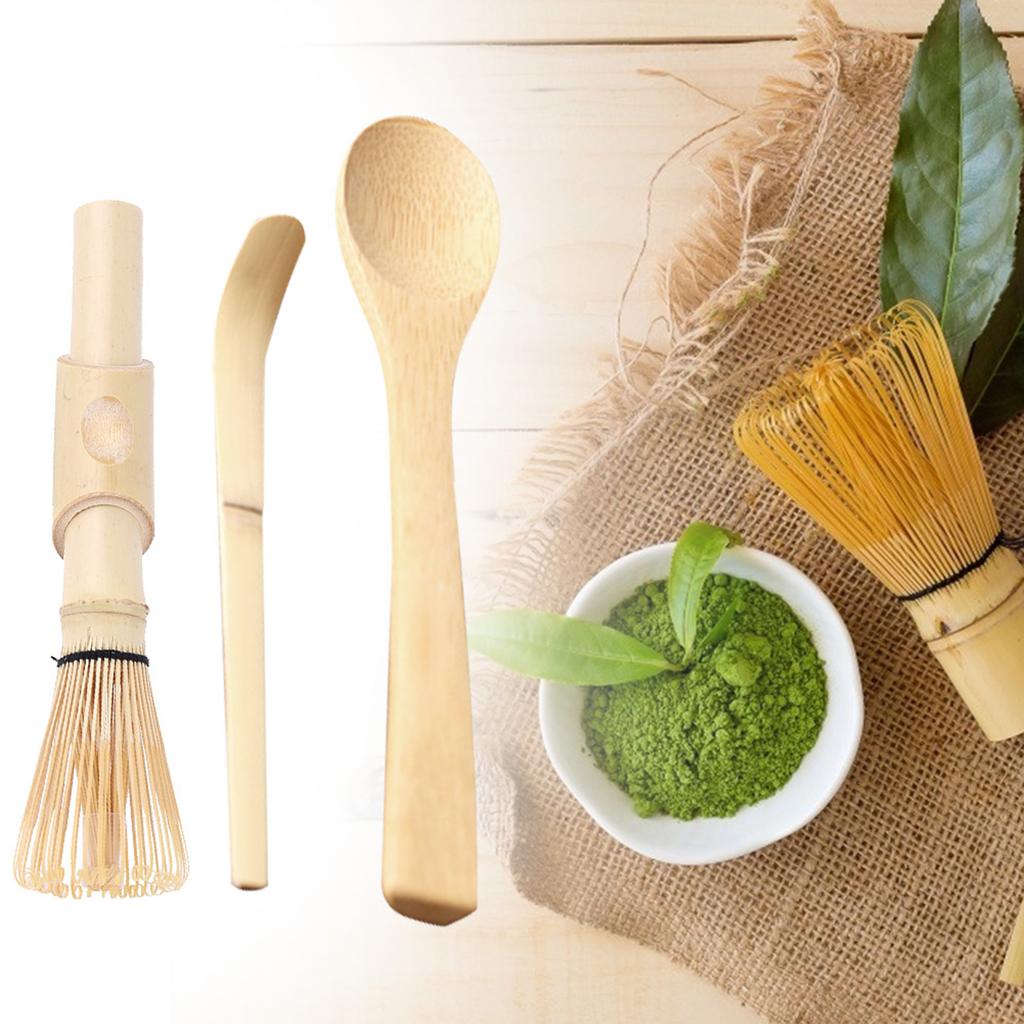 3pcs Bamboo Matcha Making Set Matcha Tea Whisk Hooked Bamboo Scoop Chashaku Teaspoon Bamboo Matcha Making Set Tea Maker Teaspoon