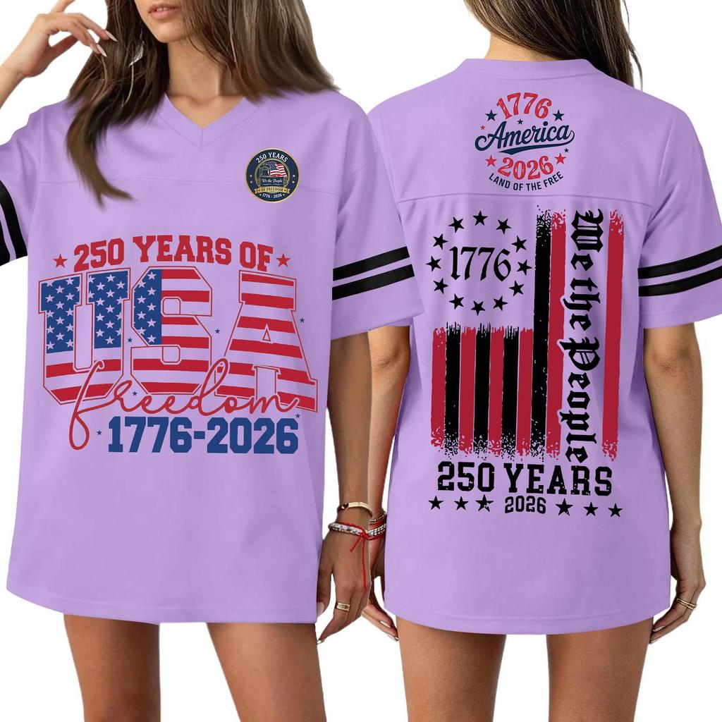 Women's Casual Fashion V-Neck Sports Independence Day Print Short Sleeve Sports T-Shirt Top