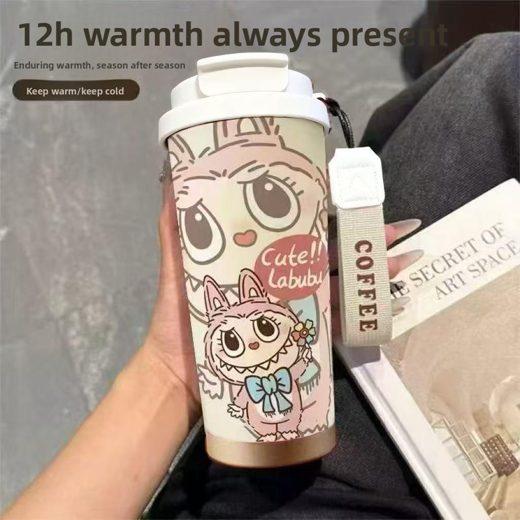 Cartoon Thermos Cup Double Drink Large Capacity Water Cup Men s and Women s High Value Lily of The Valley Cup 520ml