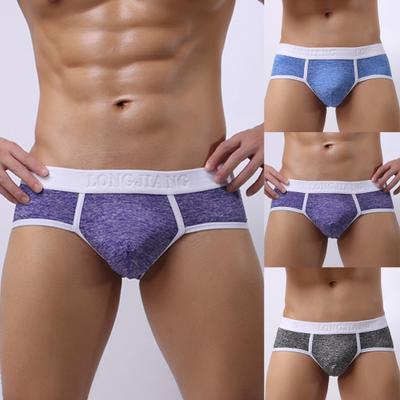 Longjiang Wide Waistband Men Briefs Ultra Soft Underwear Patchwork U Convex Mid Waist