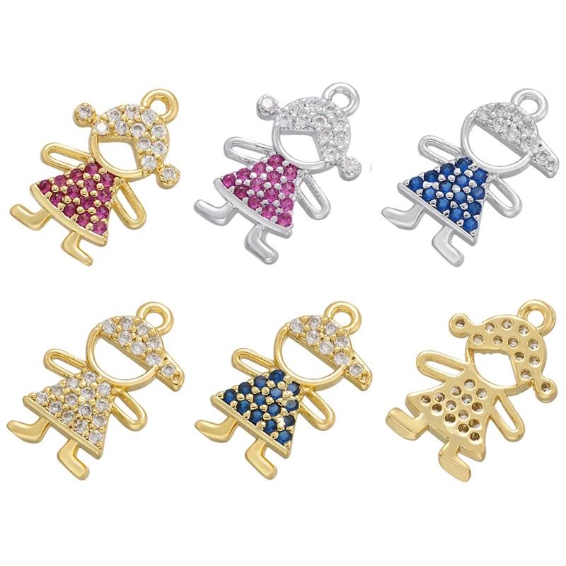 Cute Figurine Charms Pendants Gold plated Brass Charms for Women DIY Handmade Necklace Jewelry Making Accessories:VD886