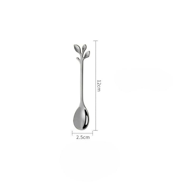10/20pcs Stainless Steel Leaf Spoon Creative Leaf Coffee Spoon Dessert Spoon Bird's Nest Spoon Cake Fork Fruit Fork