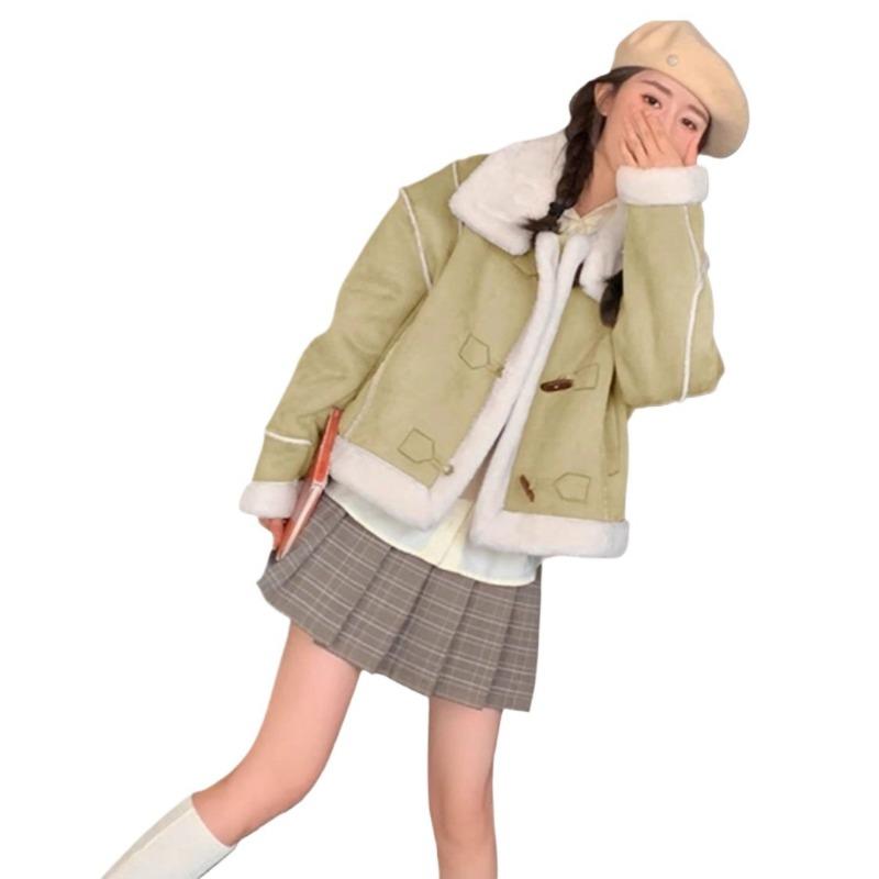 Short locomotive fur integrated winter lamb coat imitation fur autumn and winter new thickened coat