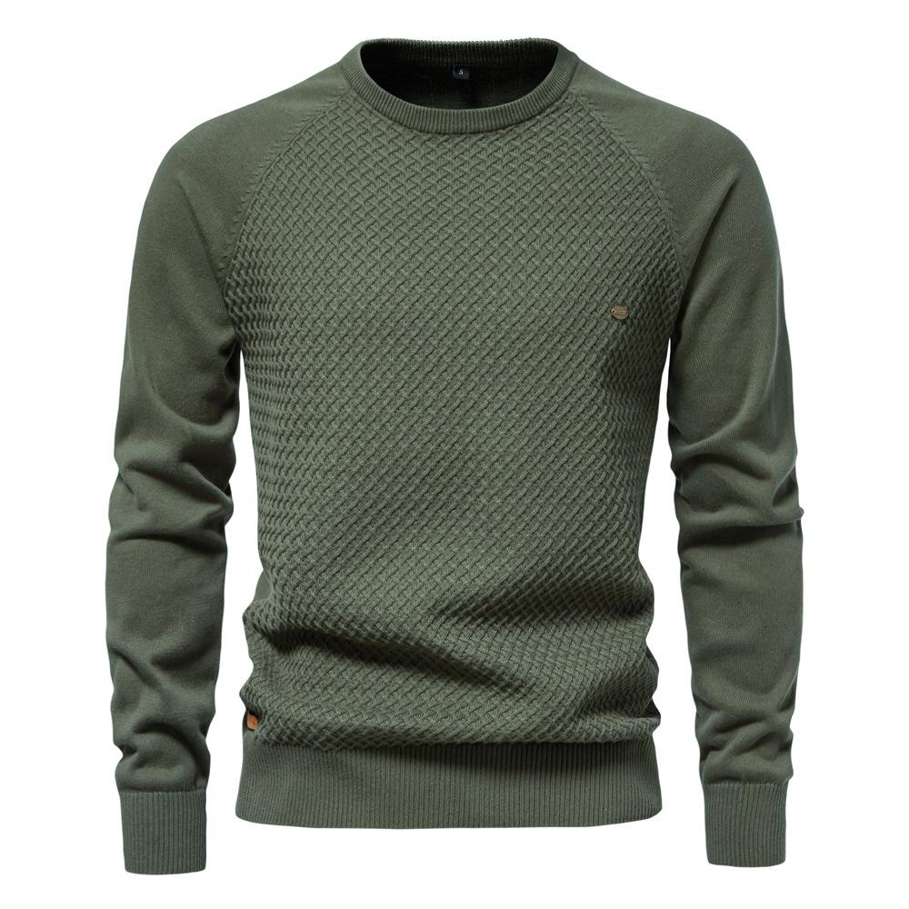 New Autumn and Winter Cotton Men's Sweaters Men's Sweater Pullover Solid Color Raglan Sleeve Sweater