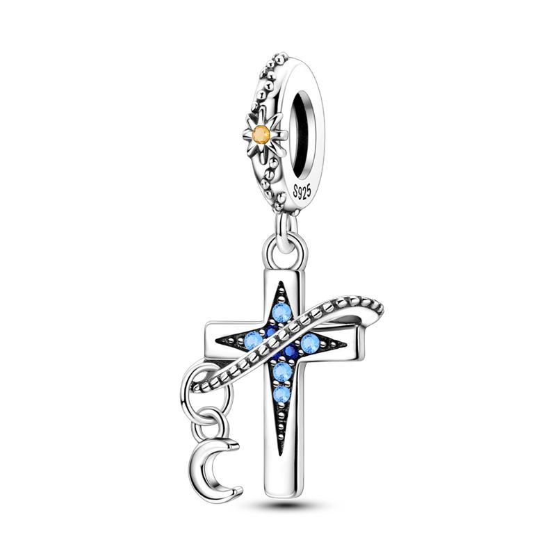 Classic Copper Holy Angel Cross Charms Beads Pendants For Women Fit Qikaola Original Bracelets Diy Jewelry Gift