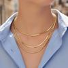 18K Copper-Plated Gold Snake Bone Necklace - Women's Hip Hop Style Metal Flat Chain Collarbone Necklace