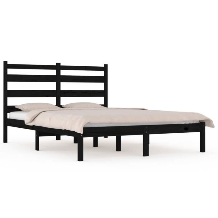VidaXL Bed Frames Black Solid Pine Wood 200x200 Cm 3103672