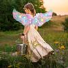 Halloween LED Angel Wing Light Up Angel Feather Wings with Elastic Straps Fairy Cupid Wings Cosplay Costume for Kids Girls Women