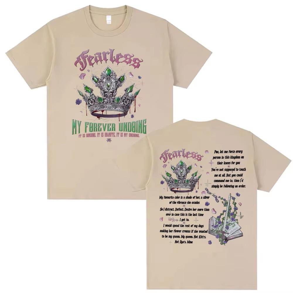 Fearless Bookish Graphic Tshirts Powerless Series Outfit T Shirt Men Women Vintage 90s Classic pure Cotton T Shirts Streetwear