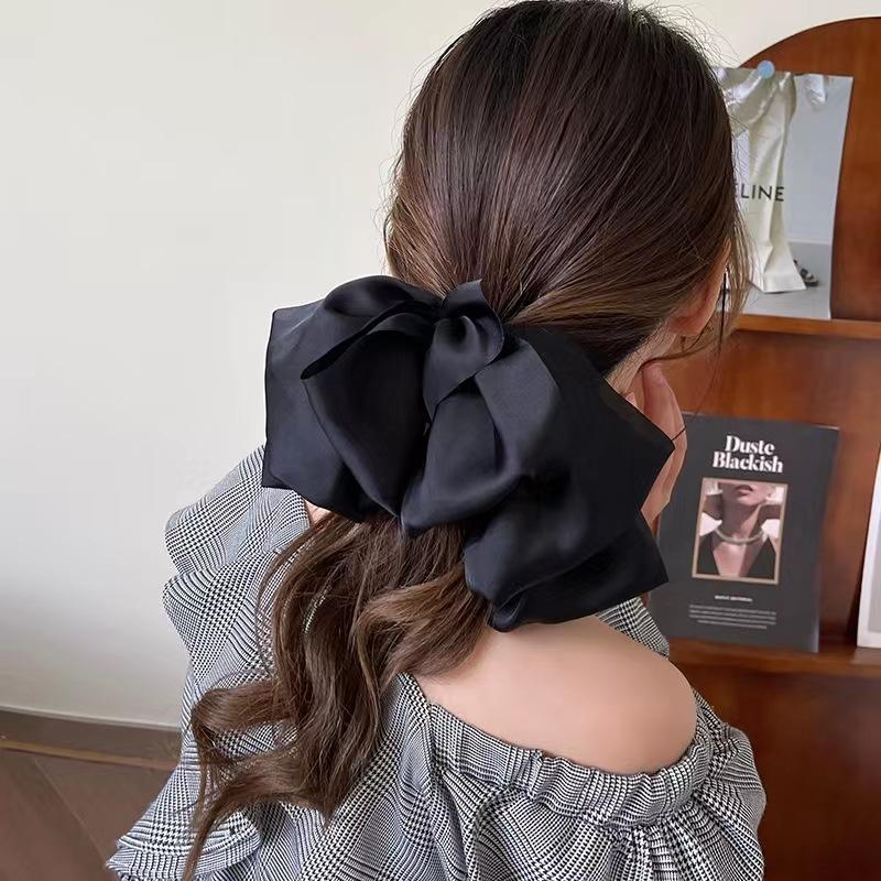 Schachbrettmuster Gitter Großer Schleifen Haarspange Federklemme High-End Sommer Pferdeschwanzspange Frische Süße Kopfbedeckung Kreative Kleidung Accessoires