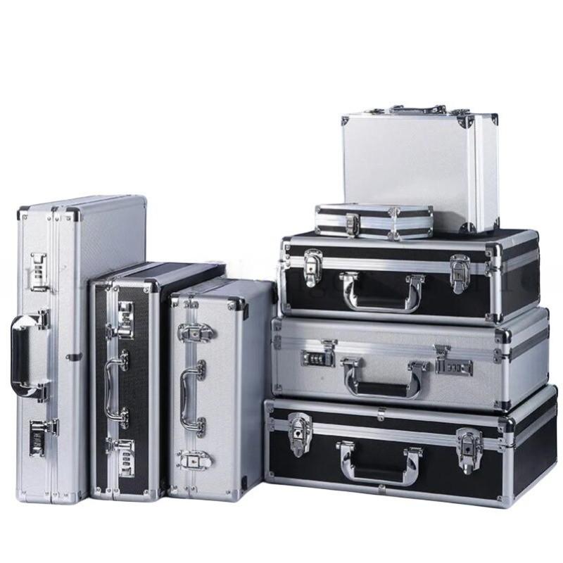 Bärbar Aluminium Bärväska Lösenord Säkerhetsutrustning Instrumentförvaring Rese Handhållen Verktygslåda med Lås