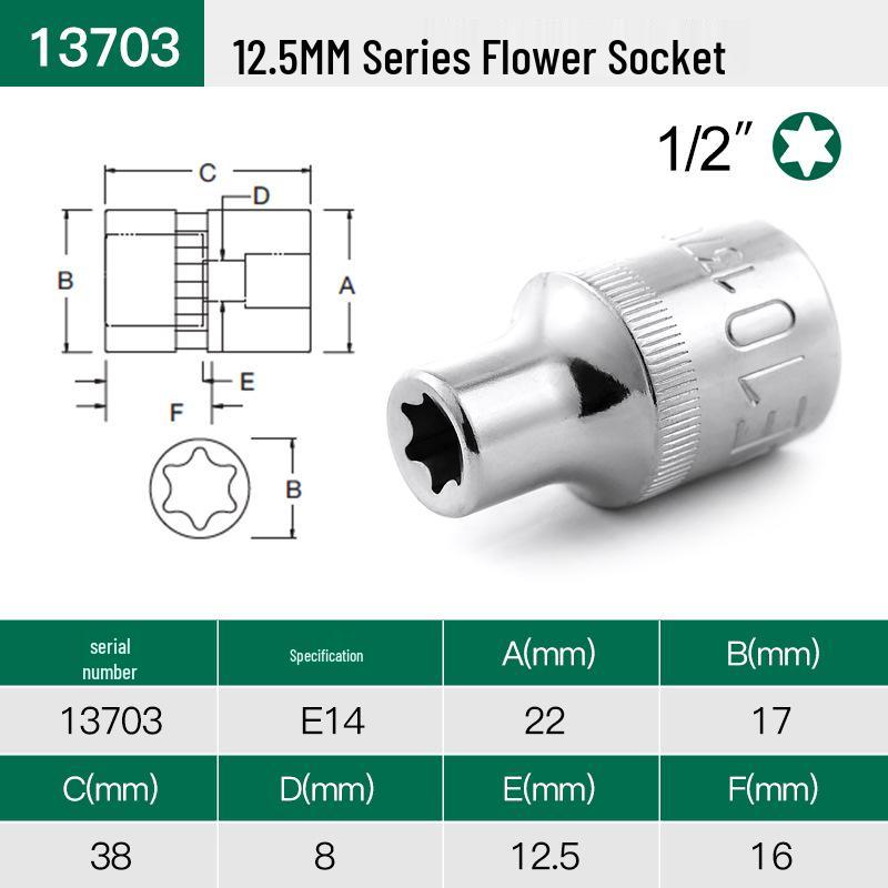 SATA Torx E-typ 12,5 mm sexlobigt hylsverktyg