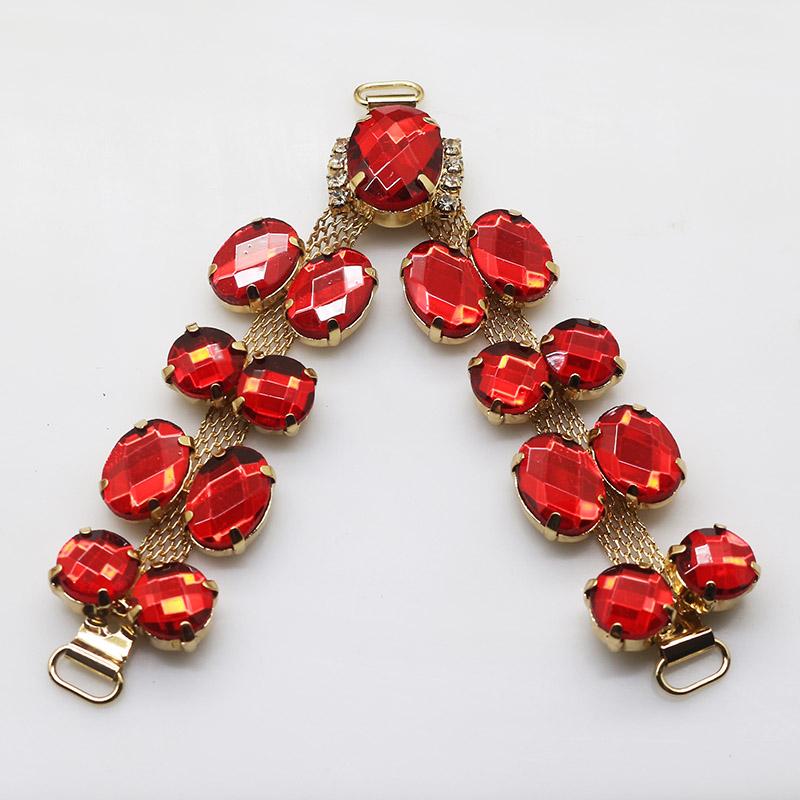 2018 New Charm 2pcs/lot 9.5CM Acrylic Chain DIY Garment sewing accessories Metal Crystal Rhinestone bikini Connectors buckle
