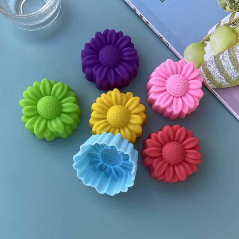 5Pcs 5Cm Various Flower Designs Silicone Mold Chocolate Pudding Ice Mould Cupcake Cake Tools Diy Mini Soap Candle Molds