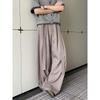 Men Double Belt Pleated Straight Micro Flared Loose Casual Dress Pants