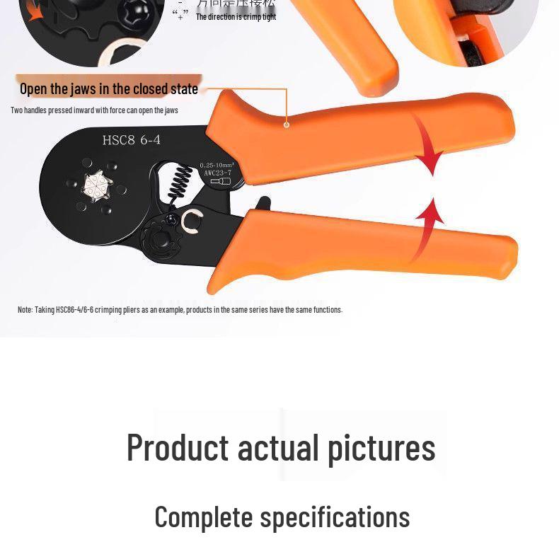 Tubular VE Terminal Crimping Tool - Four-Sided Pin-Type Wiring Pliers for Electricians