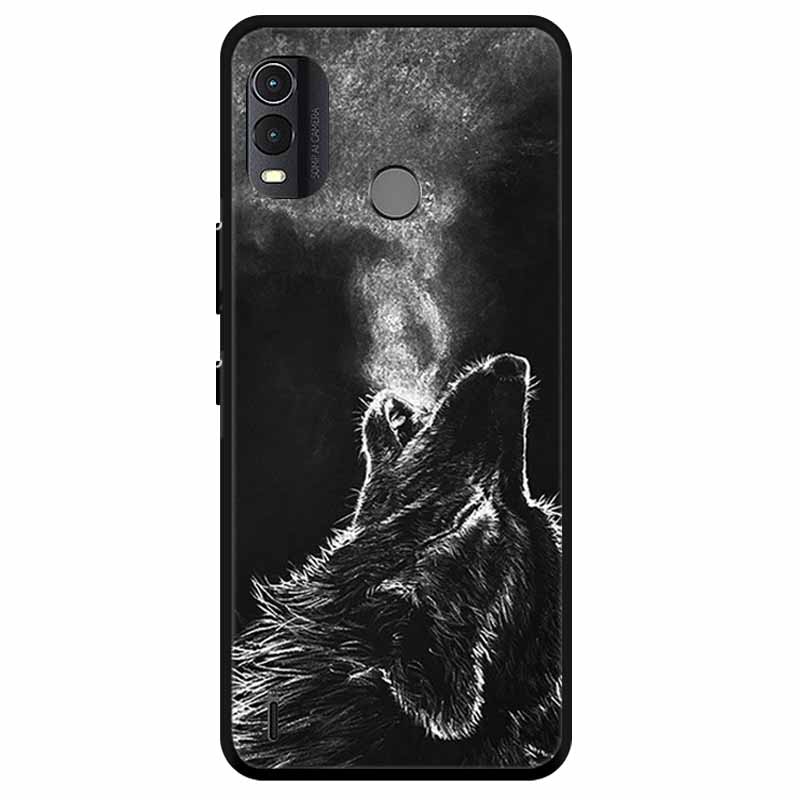 Soft Silicone Cover For Nokia C22 Case 2023 TPU Wolf Lion Painted Black Phone Coque for Nokia C22 C 22 4G Black For NokiaC22