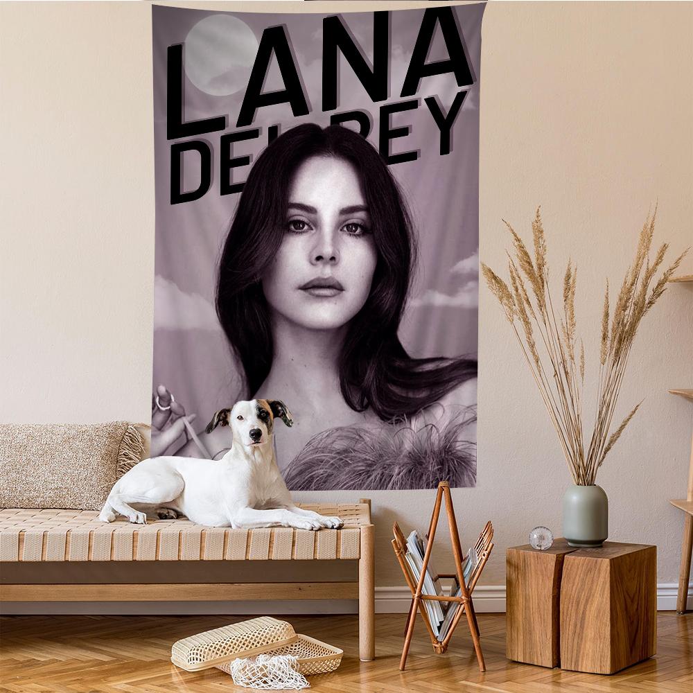

Lana Del Rey 2023 Album Wall Tapestry Monochrome Portrait with Tracklist Text Wall Hanging for Indie Music Fans Bedroom Decor 74x94cm(29x37in)