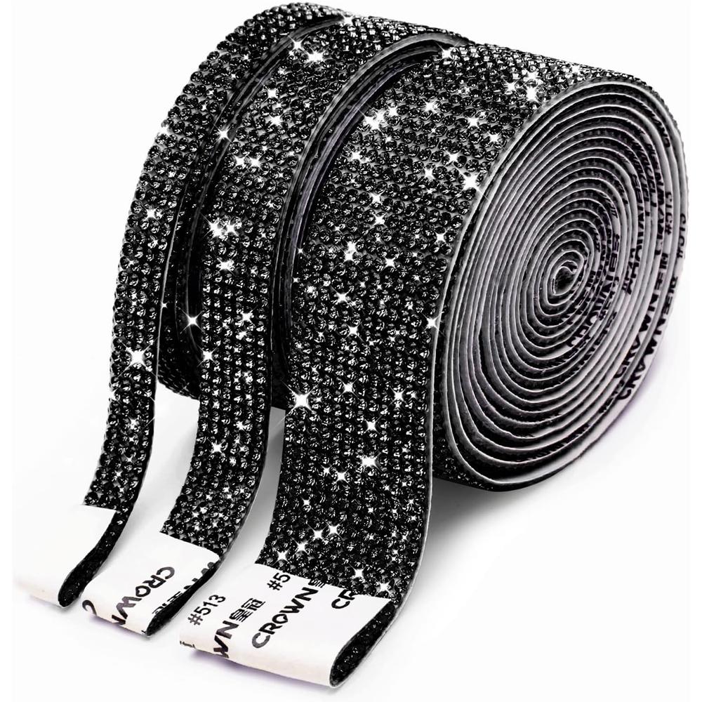 1/5/10Yards Self Adhesive Rhinestone Ribbon Bling Crystal Diamond Ribbon Roll Wrap Glittering Rhinestones Sticker for Decoration