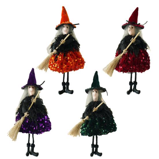 Halloween Witch Hanging Decoration Flying Witches Doll Spooky Witch Figurine Garden Yard Haunted House Decor