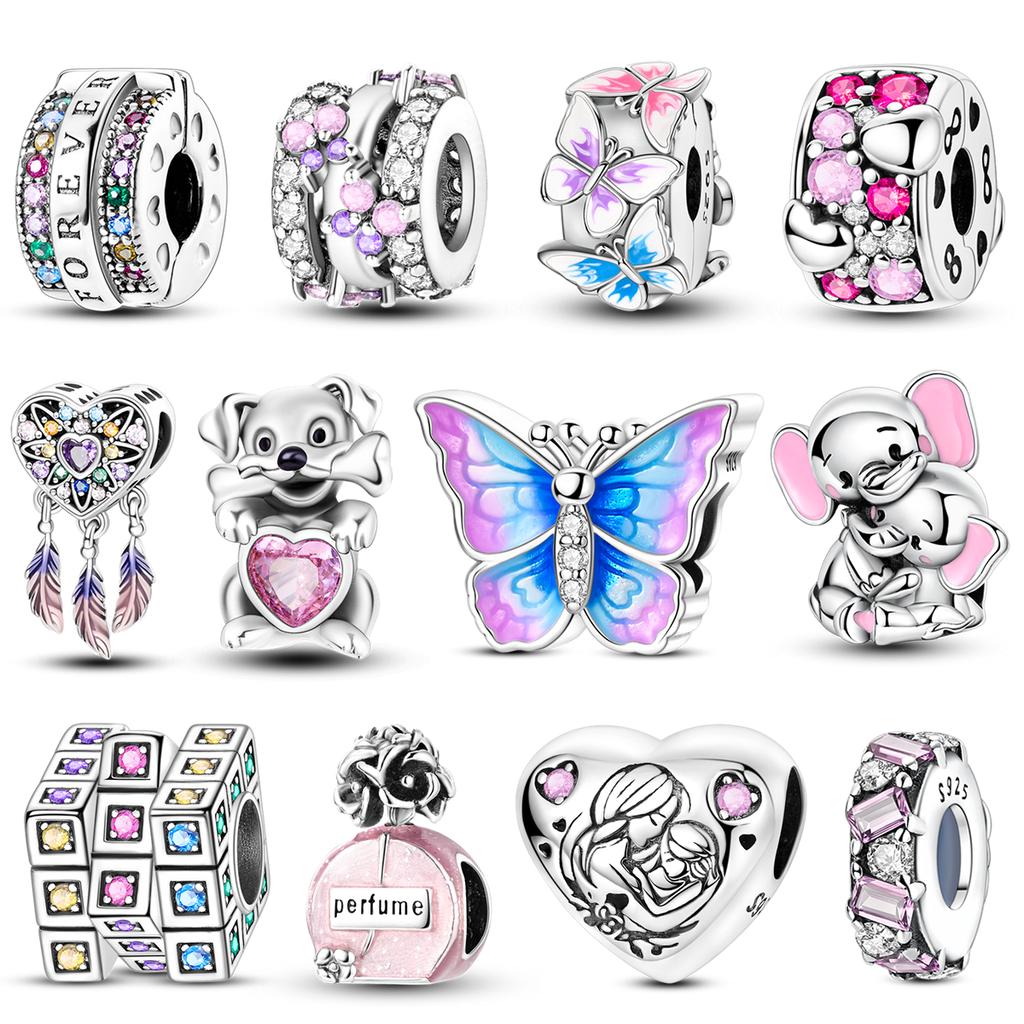 copper Charm Bead Charms Bead Charms Colorful Zircon Butterfly Dog Elephant Pendants Compatible With Women Girls Authentic Bracelets Do It Yourself Gi